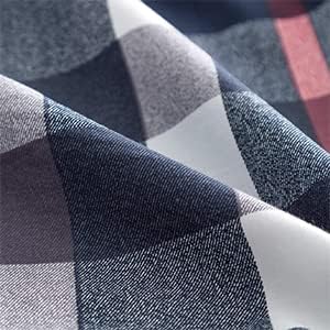 CLOTHKNOW Navy Blue Plaid Queen Comforter Set 3Pcs Tartan Bedding Comforter Sets All Season Soft Blue Grid Buffalo Comforter with 2 x Pillow Cases