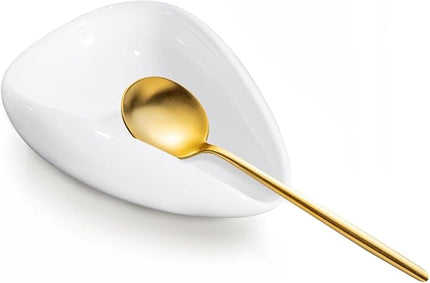 Ceramic Coffee Spoon Rest - Small White Spoon Holder for Coffee Bar, Kitchen Counter, Stirring Utensils - Elegant Mini Spoon Rest for Coffee Station and Home Decor