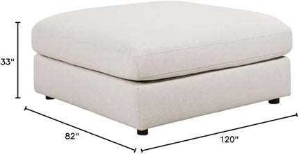 MAKLAINE 4-Piece Modern Fabric Upholstered Sectional with Ottoman in Beige