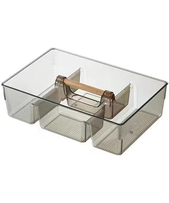 RS ONE Cosmetic storage box | Large-capacity cosmetic box holder, suitable for countertop dressing table and bathroom table storage (Transparent gray)