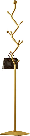 Gold coat rack,Coat Tree Freestanding heavy duty with 8 Hooks and Sturdy Metal Base for Coat Hats Purses,Tree-shaped Coat Stand for Entryway,Bedroom