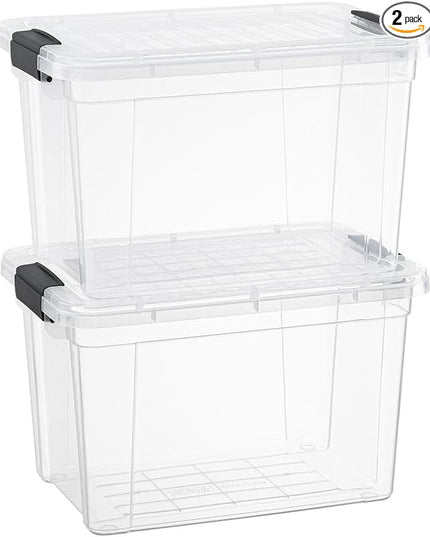 Superio Clear Storage Boxes with Lids, 4.75 Quart Plastic Container Bins for Organizing, Stackable Crates, BPA Free, Non Toxic, Odor Free, Organizers for Home, Office, School, and Dorm
