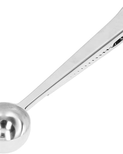 FLEXMAN Coffee Scoop with Clip, 2 in 1 Modern Design Stainless Steel Teaspoon Scoop, Sealing Function Spoon for Home, Restaurant, Office, Daily Coffee Life