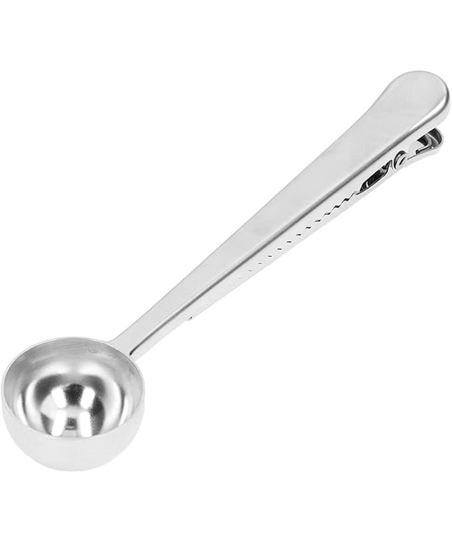 FLEXMAN Coffee Scoop with Clip, 2 in 1 Modern Design Stainless Steel Teaspoon Scoop, Sealing Function Spoon for Home, Restaurant, Office, Daily Coffee Life