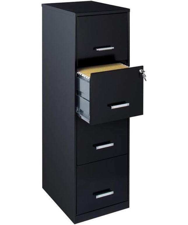 Pemberly Row 4 Drawers 46.38" Vertical Black Metal Filing Cabinet Lockable Pre-Assembled Stationary Letter Size for Home, Office