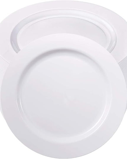 bUCLA 100PCS White Plastic Plates-10.25inch Disposable Dinner Plates-Premium Party&Wedding Plates