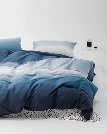 Houseri White and Blue Comforter Set Twin Gradient Blue Comforter Bedding Sets Twin Size, 3-blue Gradient, Twin(68''*90''-Comforter)