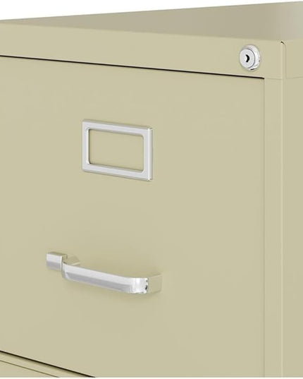 Scranton and Co 22" Deep 4 Drawer Letter File Cabinet in Putty, Fully Assembled