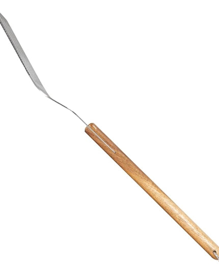 BBQ-AID Pro BBQ Metal Spatula - 17" Barbecue Spatula Stainless Steel with Serrated Knife Edge - Acacia Wood Handle - Heavy Duty Built to Last
