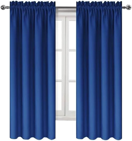 DWCN Blackout Curtains Room Darkening Thermal Insulated Bedroom Curtains Window Curtain Panels, 42 x 63 inches Long, Set of 2 Classic Blue Rod Pocket Drapes