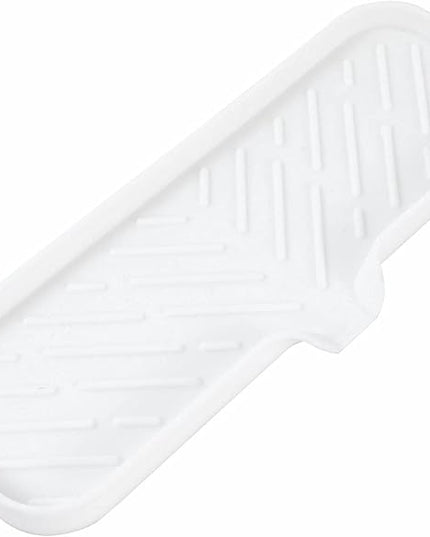 Silicone Bathroom Soap Dishes with Drain Spout-Bathroom and Kitchen Sink Organizer,Sponge Holder,Dish Soap Tray,Perfect for Dispenser,Scrubber,Bottle,Cup on Sink or Counter-White 12"×4"