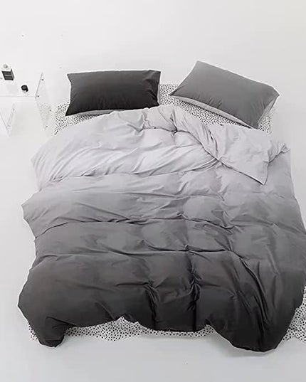 Houseri Full Size Comforter Set, Gradient Grey and White Bedding Sets Full for Teen Boys Girls Light and Dark Gray Comforters Aesthetic Soft Comfy Silver Gray Preppy Dorm Bed Quilts Blankets Full