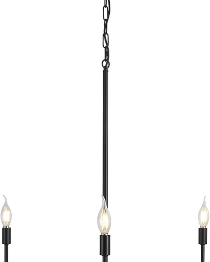 Black Chandelier 3 Light Modern Farmhouse Chandeliers for Dining Room Light Fixture, 30" Round Candle Chandeliers for High Ceilings Living Room Foyer Entryway