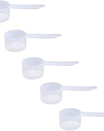 Plastic Measuring Scoop, (29.6 cc | 2 tablespoon | 1/8 Cup | 29.6 mL) Long Handle Spoons for Powders, Granules, Coffee, Pet Food, Baking Supplies, Protein and Other Dry Goods, BPA Free (Set of 5)