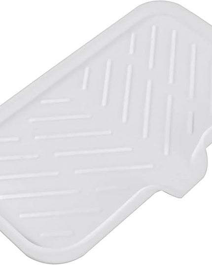 Silicone Bathroom Soap Dishes with Drain Spout-Bathroom and Kitchen Sink Organizer,Sponge Holder,Dish Soap Tray,Perfect for Dispenser,Scrubber,Bottle,Cup on Sink or Counter-White 9.6"×5.3"