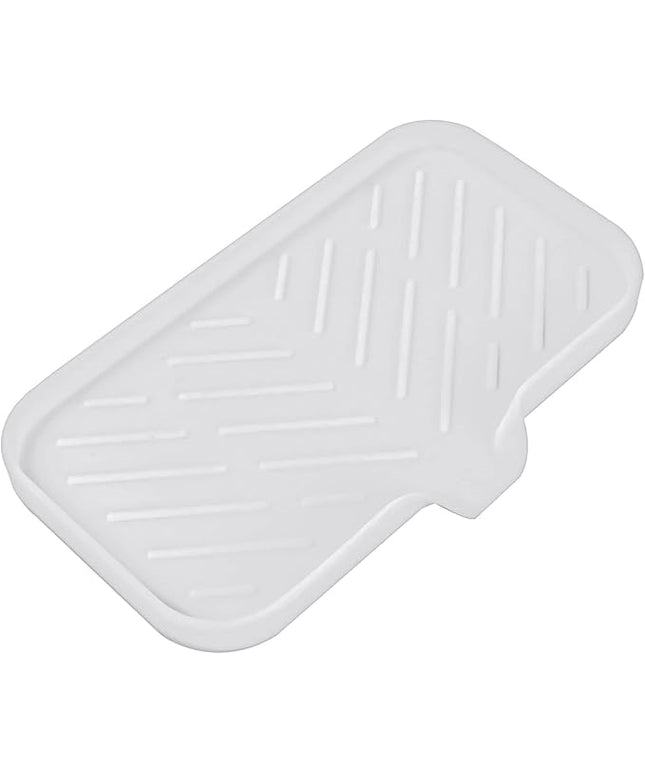 Silicone Bathroom Soap Dishes with Drain Spout-Bathroom and Kitchen Sink Organizer,Sponge Holder,Dish Soap Tray,Perfect for Dispenser,Scrubber,Bottle,Cup on Sink or Counter-White 9.6"×5.3"