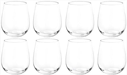KOXIN-KARLU Classic 18-ounce Acrylic Stemless Wine Glasses, Unbreakable Mixed Drinkware Plastic Tumbler, set of 8 Clear