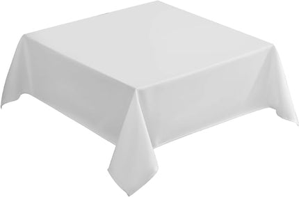 VidaFete 1 Pack Square Tablecloth 52 x 52 Inch Tablecloths Stain Wrinkle Resistant Polyester Dining Table Cover for Kitchen Dinning Party Wedding Rectangular Tabletop Buffet Decoration(White)