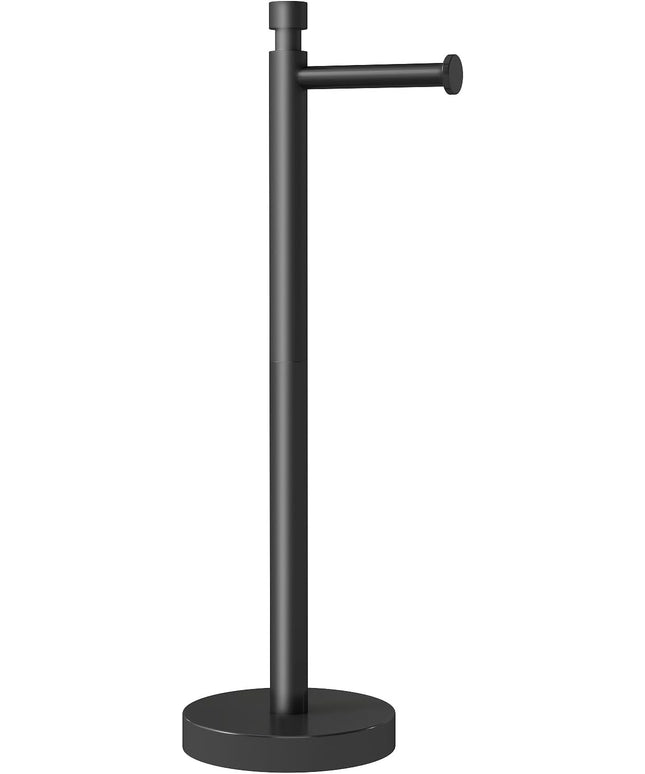 YUMORE Toilet Paper Holder Stand Freestanding, Weighted and Sturdy Matte Black Stainless Steel Design with Non-Slip Cap, Rustproof Tissue Roll Holder for Modern Bathroom, RV
