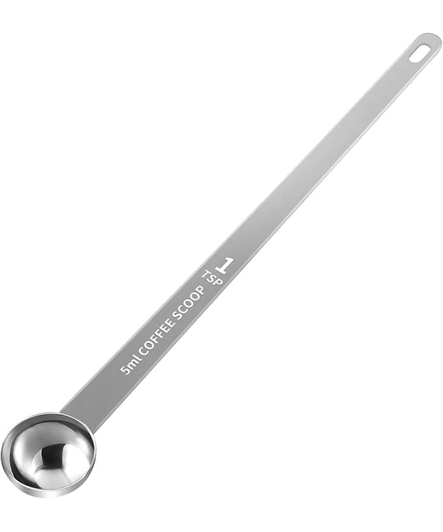 1PCS 1 Teaspoon Coffee Scoop, 9" Long Handle Measuring Spoon, 1tsp (5 ml) Stainless Steel Scooper