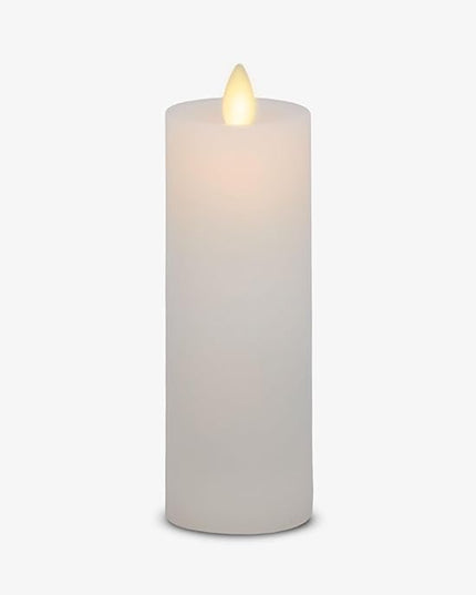 Luminara Classic Slim Flameless LED Candle, White 2" x 6.1", Battery Operated Moving Flame Pillar w/Timer, Safe Realistic Wax Candle, Home Decor