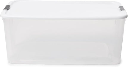 Sterilite 8-Pack Ultra Latching Box, Storage Bins with Lids, Clear Plastic, 116 Quart - Heavy-Duty Organizing Containers for Closet, Bathroom, and Office