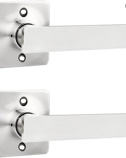 Mengico 2 Pack Interior Door Handles,Satin Nickel Modern Door Lever,Door Lever Interior Dummy Door Handle(No Latch)