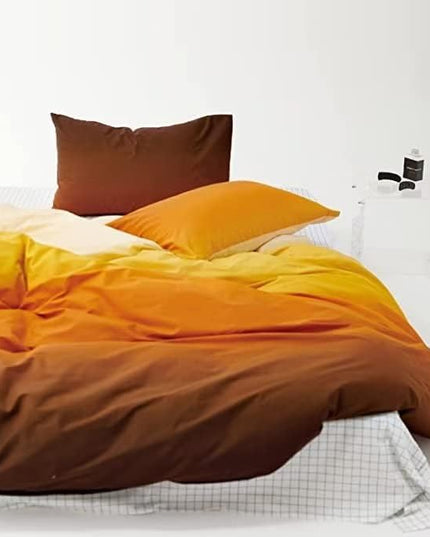 Houseri Gradient Yellow Comforter Set Full Cream Orange Bedding Sets Size Gold Multi Color for Teen Girls Boys Artistic Sunset Quilt Queen 2-orange Gradient