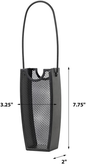 Modern Ember Match Stick Holder in Black | Decorative Mesh Metal Storage Bucket, Caddy, Basket for Long Matchsticks | Home Décor for Fireplace, Wood-Burning Stove, or BBQ Grill | Matches Not Included