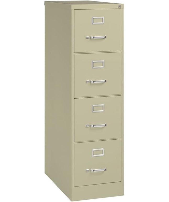 Pemberly Row 4 Drawers 52" Vertical Beige Metal Filing Cabinet Lockable Pre-Assembled Stationary Letter Size for Home, Office