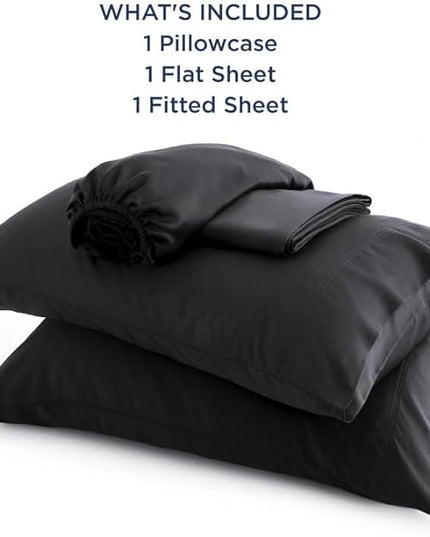Bedsure Cooling Sheets Twin XL, Rayon Derived from Bamboo, Breathable & Soft Twin XL Sheet Sets, Deep Pocket Up to 16 Inches, Hotel Luxury Silky Dorm Bedding for Hot Sleepers, Black