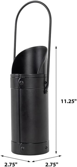 Modern Ember Match Stick Holder in Black | Decorative Metal Storage Bucket, Caddy, Basket for Long Matchsticks | Home Décor for Fireplace, Wood-Burning Stove, or BBQ Grill | Matches Not Included