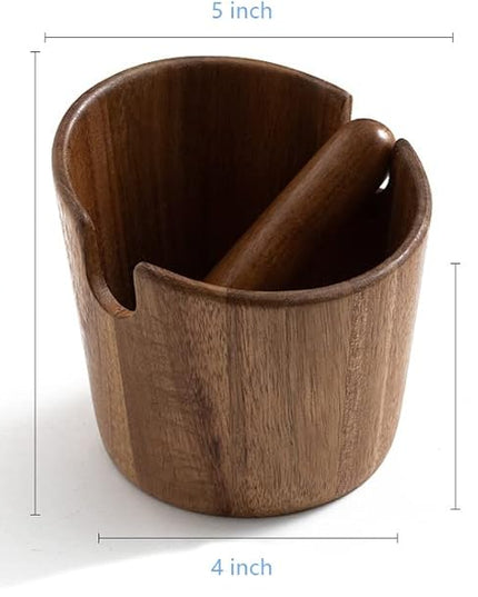 5 inch Coffee Knock Box espresso knock box,Wood Bin for Espresso Machine Coffee Grounds Acacia wood Knock Box Suitable for coffee bar decoration-coffee bar accessories