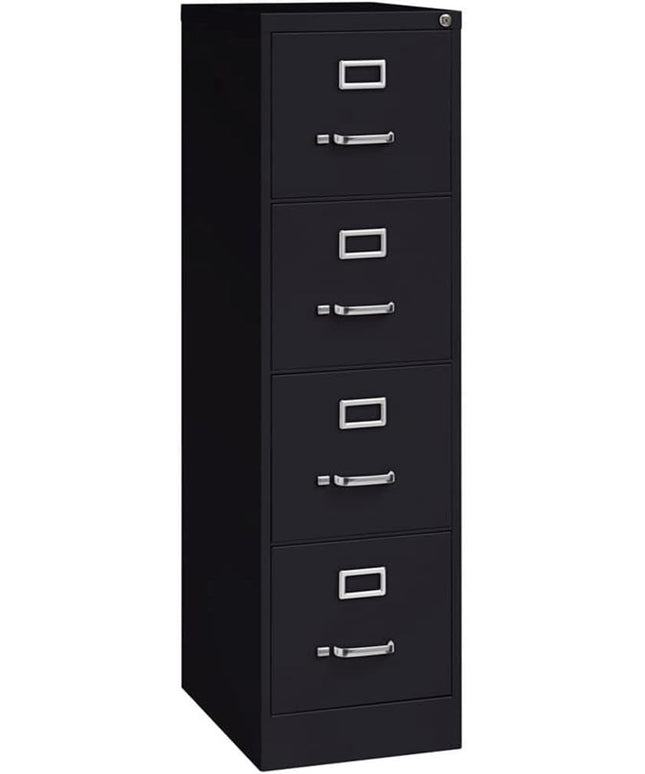Scranton & Co 4 Drawer Metal Vertical File Cabinet with Lock, 22" Deep, Letter Size, Home/Office, Preassembled, Commercial Grade, Black Finish