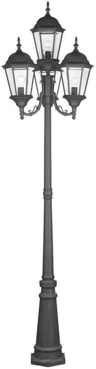 Livex Lighting 7557-04 Outdoor Post with Clear Beveled Glass Shades, Black