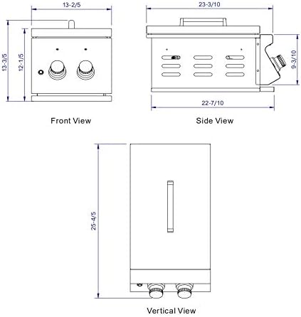 Whistler Built-in Propane Gas Stainless Steel Double Side Burner with NG Conversion Kits