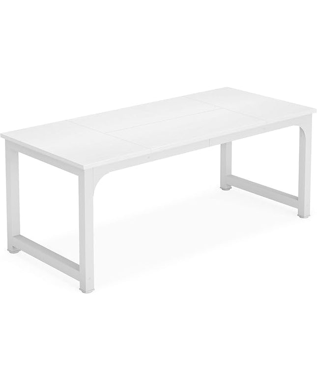 Tribesigns Modern Computer Desk, 70.8 x 31.5 inch Large Office Desk Computer Table Study Writing Desk Workstation for Home Office, White Metal Frame