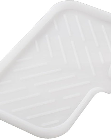Silicone Bathroom Soap Dishes with Drain Spout-Bathroom and Kitchen Sink Organizer,Sponge Holder,Dish Soap Tray,Perfect for Dispenser,Scrubber,Bottle,Cup on Counter Translucent 9.6"×5.3"