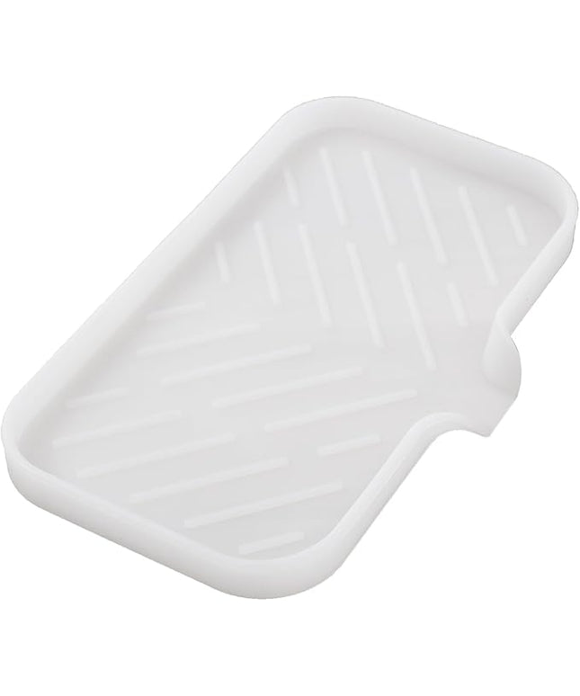 Silicone Bathroom Soap Dishes with Drain Spout-Bathroom and Kitchen Sink Organizer,Sponge Holder,Dish Soap Tray,Perfect for Dispenser,Scrubber,Bottle,Cup on Counter Translucent 9.6"×5.3"