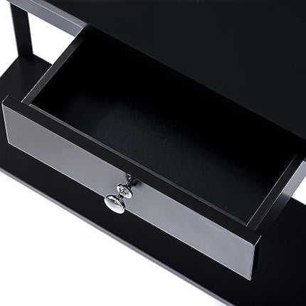 ChooChoo Narrow Console Table with Drawer, Chic Accent Sofa Table, Entryway Table, Black