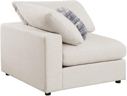 MAKLAINE 4-Piece Modern Fabric Upholstered Sectional with Ottoman in Beige