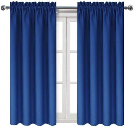 DWCN Blackout Curtains Room Darkening Thermal Insulated Bedroom Curtains Window Curtain Panels, 38 x 54 inches Long, Set of 2 Classic Blue Rod Pocket Drapes