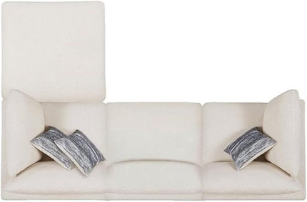MAKLAINE 4-Piece Modern Fabric Upholstered Sectional with Ottoman in Beige