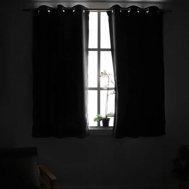 YoungsTex Teal Blue Blackout Curtains 40 Inch Length for Kitchen Window - Short Thermal Insulated Drapes with Grommet Room Darkening for Bathroom Bedroom Window, 2 Panels, 42 x 40 Inch