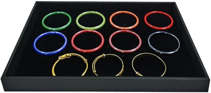 Jewelry Tray Black Velvet Stackable Jewelry Display Tray Storage Organizing Trays Empty Plate (13.78" L x 9.45" W x 1.18" H in) (1)