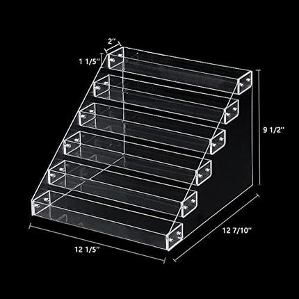 PMMASTO Tiered Spice Rack, Seasoning Organizer, Clear Acrylic Vertical Shelves Can Organizer for Countertop, Cabinet, Pantry, Kitchen Organization and Storage - 6 Tier