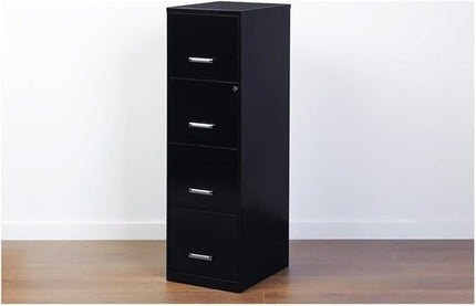 Pemberly Row 4 Drawers 46.38" Vertical Black Metal Filing Cabinet Lockable Pre-Assembled Stationary Letter Size for Home, Office