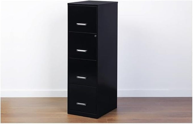 Pemberly Row 4 Drawers 46.38" Vertical Black Metal Filing Cabinet Lockable Pre-Assembled Stationary Letter Size for Home, Office