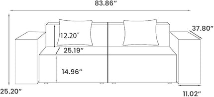 POVISON 83" Modular Sectional Sofa for Living Room Modern Large Sectional Couches Velvet Loveseat Oversized Deep Seat Sofa Set 2 Seater Big Comfy Cloud Couch for House Office