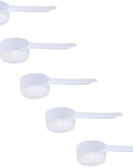 Plastic Measuring Scoop, (18 cc | 1.30 Tablespoon | 18 mL) Long Handle Spoons for Powders, Granules, Coffee, Pet Food, Baking Supplies, Protein and Other Dry Goods, BPA Free (Set of 5)